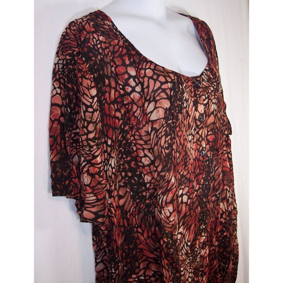 NEW Roaman's 36W Angelina Animal Print Crinkle Crepe Short Sleeve Tunic Top - Picture 6 of 12